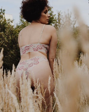 Our sexy and ethical lingerie is like no other. We offer women's tops, bottoms and bodysuits for all the juicy occasions. Our lingerie is made in Italy and Germany in small batches using upcycling and sustainable  techniques